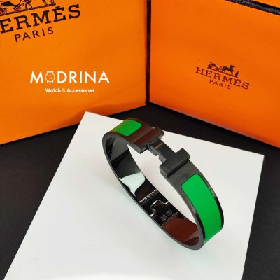 دستبند زنانه هرمس (Hermes) مشکی - سبز پر رنگ