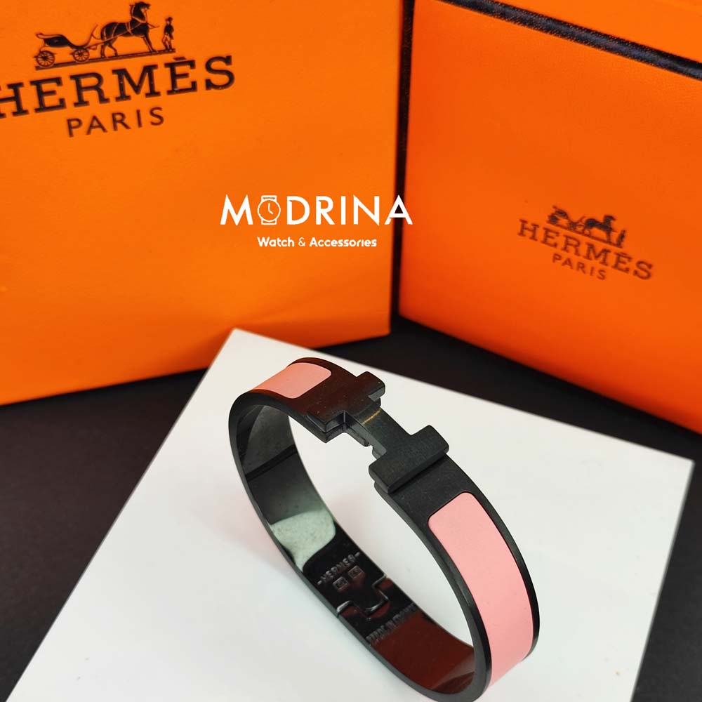 دستبند زنانه هرمس (Hermes) مشکی - صورتی